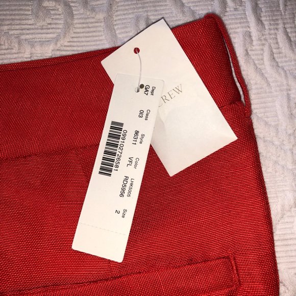 J Crew Bright Tomato Orange Linen Silk Straight Leg Belt Loops Trousers 2 NWT - Picture 4 of 7